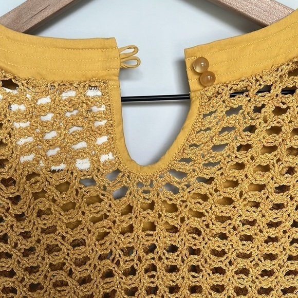 ANTHROPOLOGIE ANGEL OF THE NORTH GOLDEN ROD CROCHET SWEATER - Picture 4 of 4